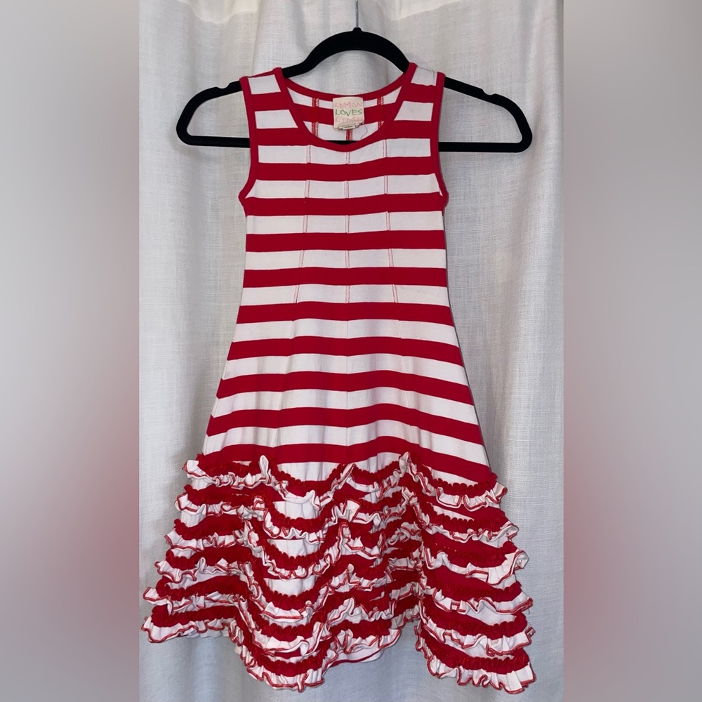 Lemon Loves Lime Girls Red Stripe Dress